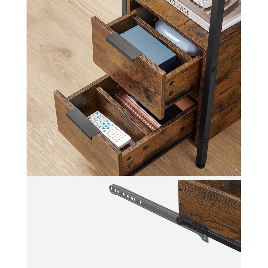 Odkladací stolík ROD so vstavanými zásuvkami a USB portami hnedá/čierna