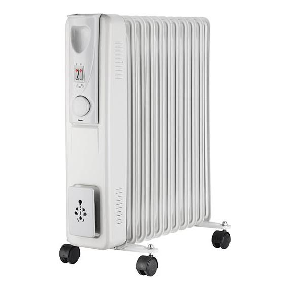 Olejový radiátor s 11 rebrami, výkon 1000/1500/2500 W, 230 V