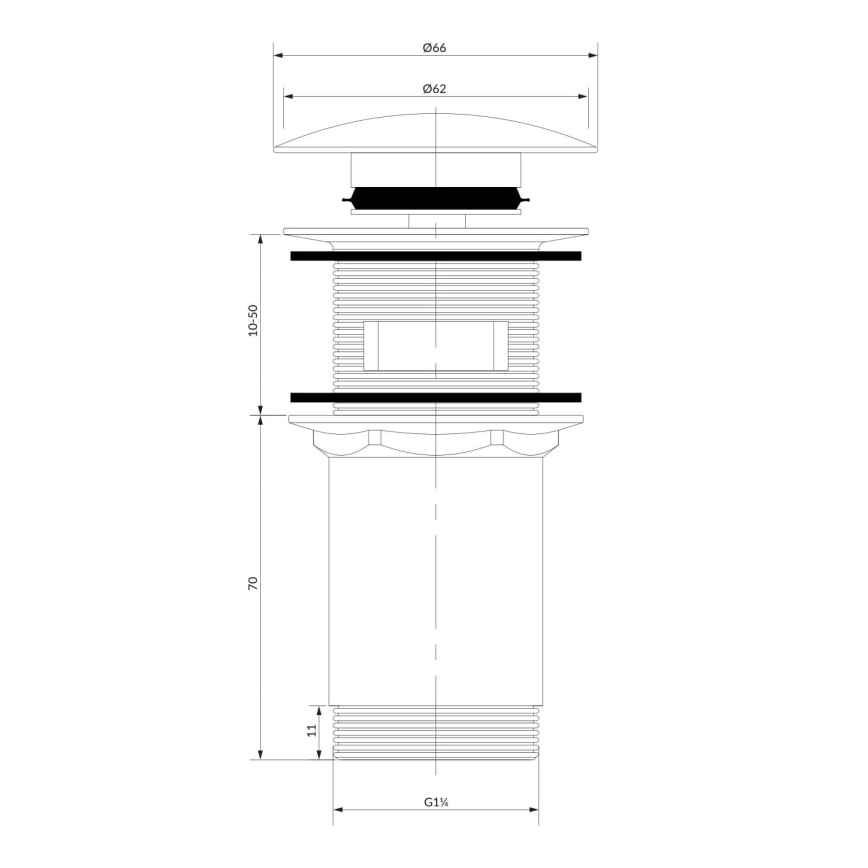 OMNIRES A706CPB - Umývadlový výpust CLICK-CLACK pr. 6,6 cm kefovaná meď