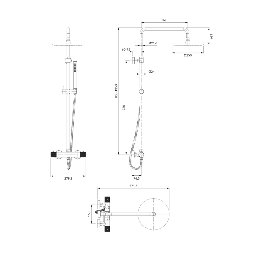 OMNIRES CT8044CR - Sprchová sada s termostatickou batériou CONTOUR lesklý chróm