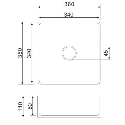 OMNIRES PASADENA360BP - Umývadlo na dosku PASADENA 36x36 cm keramika/lesklá biela