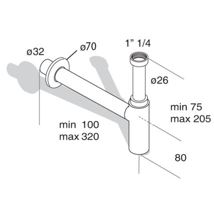 Omp tea - Umývadlový sifón MINITOTI DN32 matná čierna