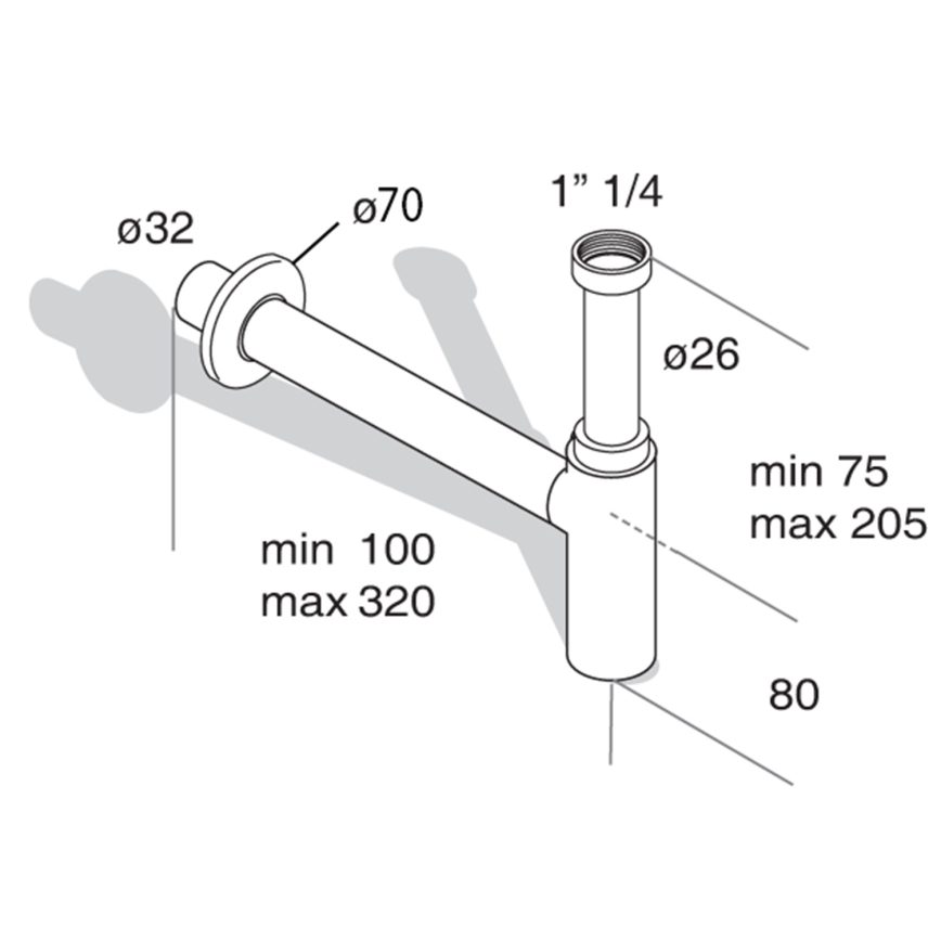 Omp tea - Umývadlový sifón TEA MINITOTI lesklý chróm
