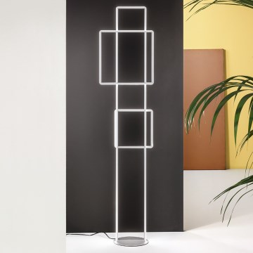 Ondaluce - LED stmievateľná stojacia lampa DOWEL LED/77W/230V 166 cm strieborná