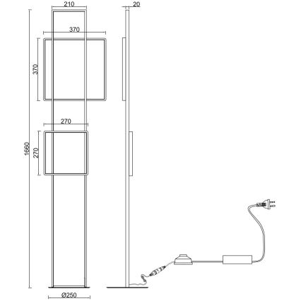 Ondaluce - LED stmievateľná stojacia lampa DOWEL LED/77W/230V 166 cm strieborná