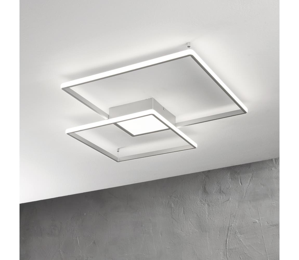 Ondaluce - LED Stmievateľné stropné svietidlo DOWEL LED/46W/230V 55x55 cm strieborné PL.DOWEL/SILVER-PC