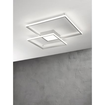Ondaluce - LED Stmievateľné stropné svietidlo DOWEL LED/46W/230V 55x55 cm strieborné