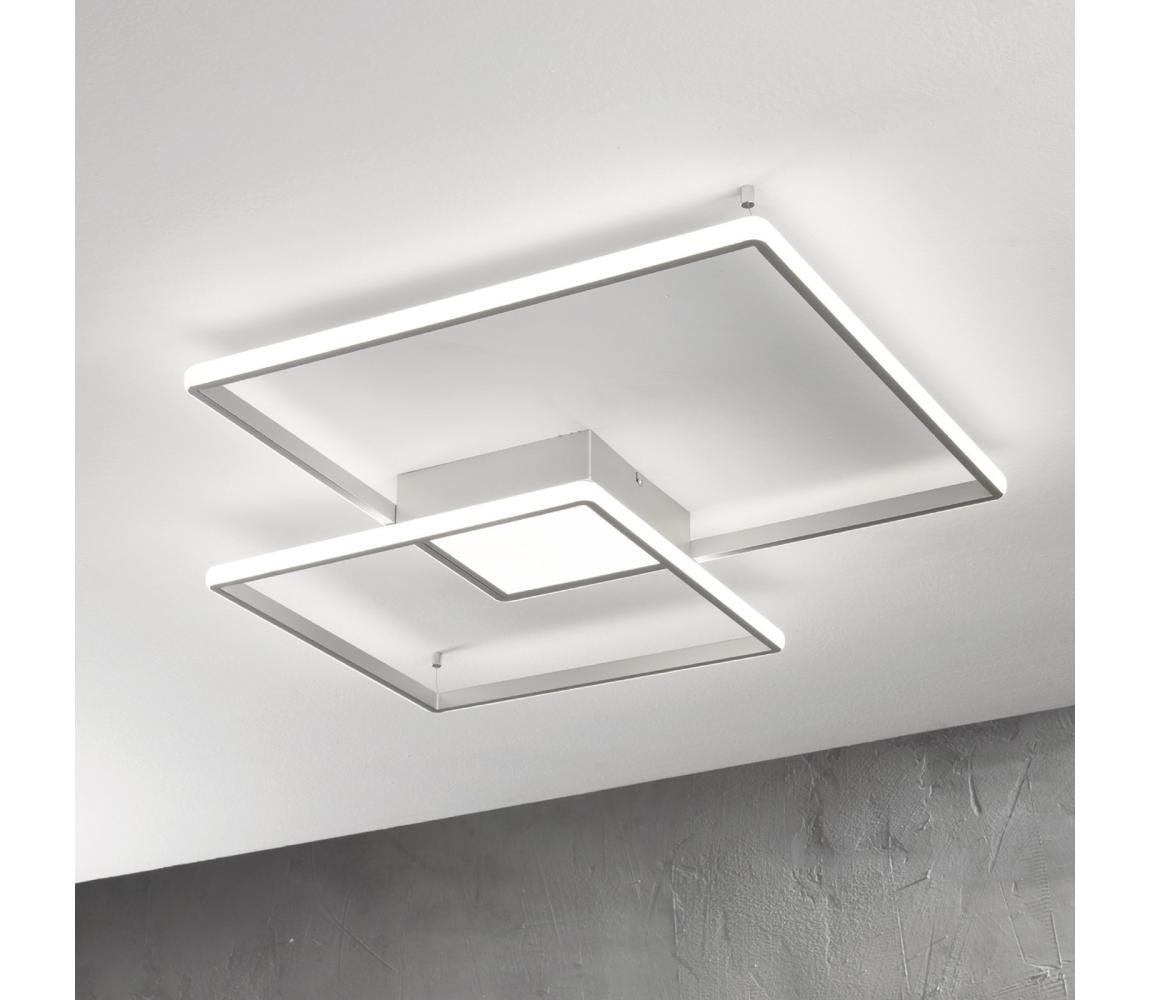Ondaluce - LED stmievateľné stropné svietidlo DOWEL LED/60W/230V 75x75 cm strieborné PL.DOWEL/SILVER-GR