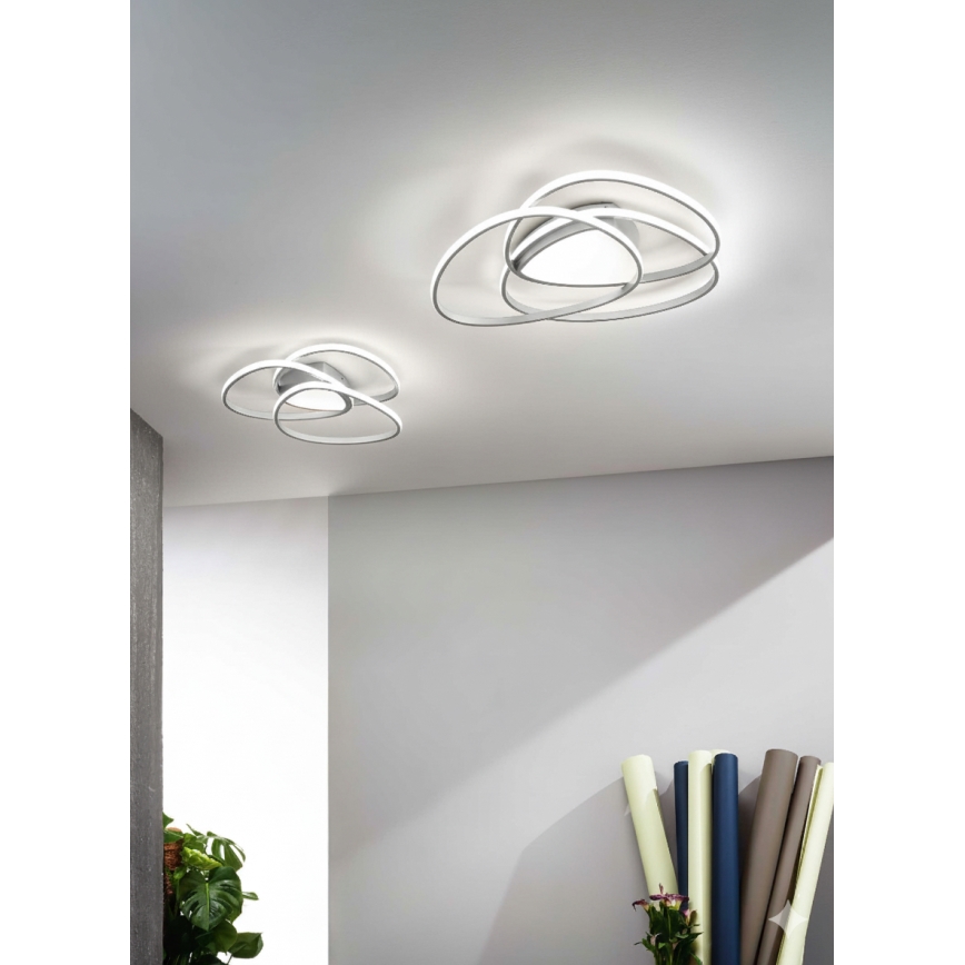 Ondaluce - LED stmievateľné stropné svietidlo ROSE LED/60W/230V 50x54 cm strieborné