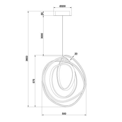 Ondaluce - LED stmievateľný luster na lane GOLDEN LED/50W/230V pr. 50 cm zlatý