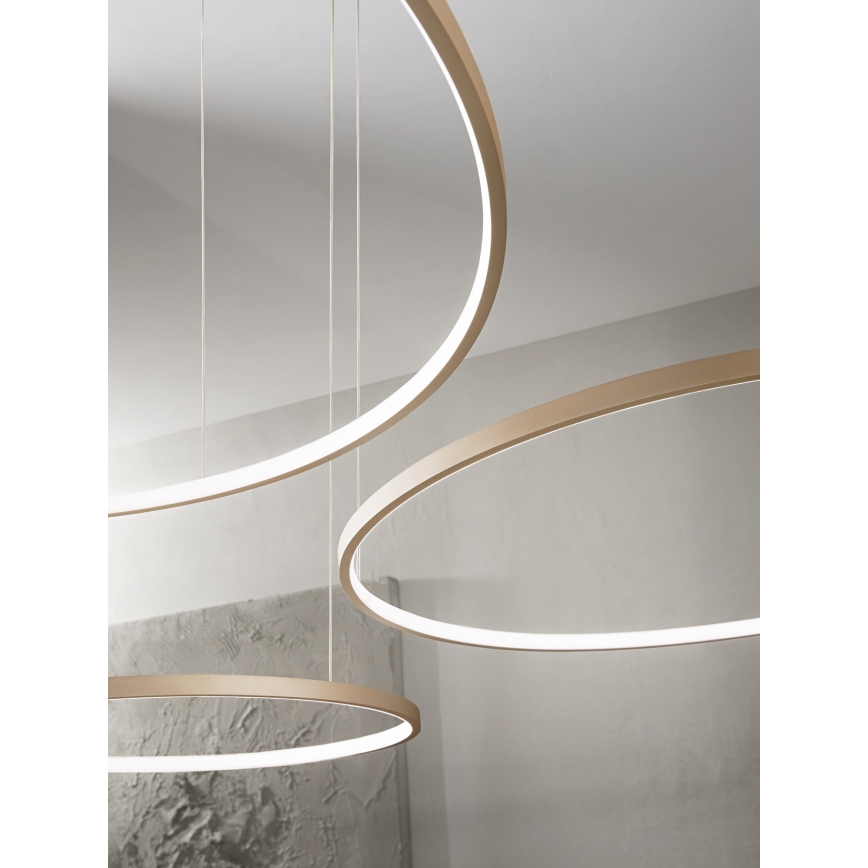 Ondaluce - LED stmievateľný luster na lane SOEL LED/38W/230V pr. 80 cm zlatý