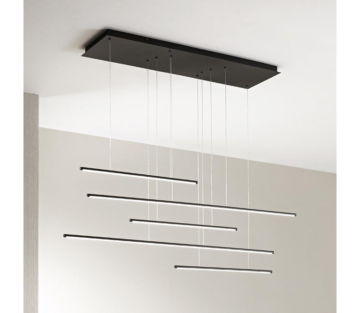 Ondaluce - LED stmievateľný luster na lanku GENIUS LED/72W/230V čierna SO.GENIUS/5O-NERO