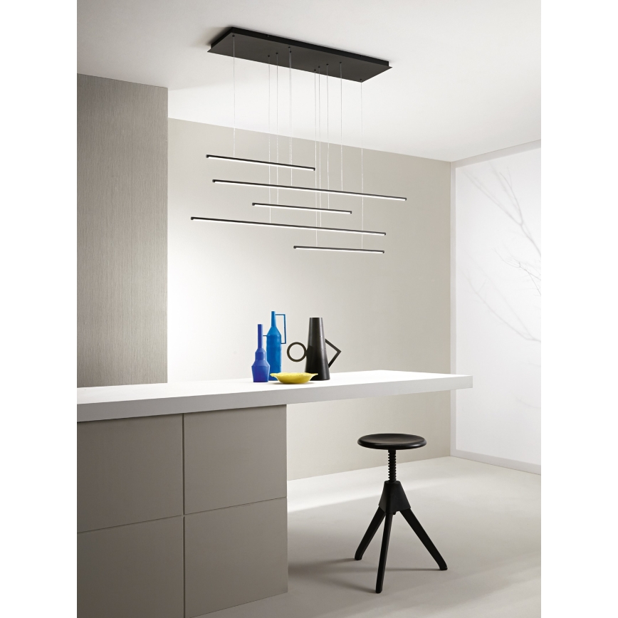 Ondaluce - LED stmievateľný luster na lanku GENIUS LED/72W/230V čierna