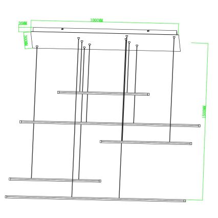 Ondaluce - LED stmievateľný luster na lanku GENIUS LED/72W/230V čierna
