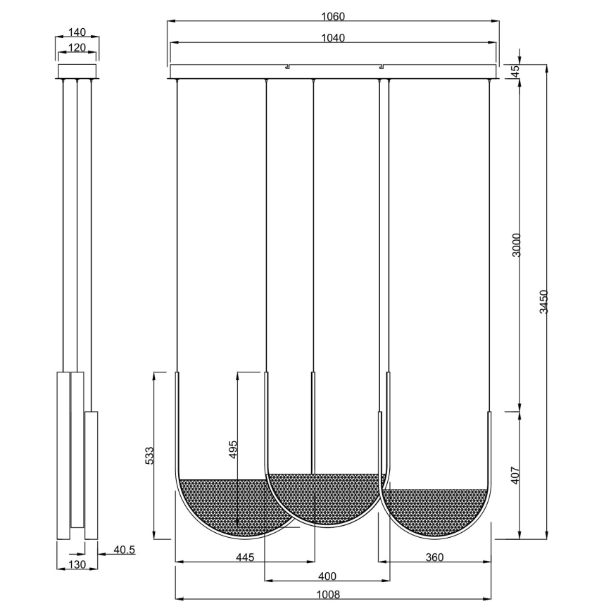 Ondaluce - LED stmievateľný luster na lanku LOTUS LED/70W/230V zlatá