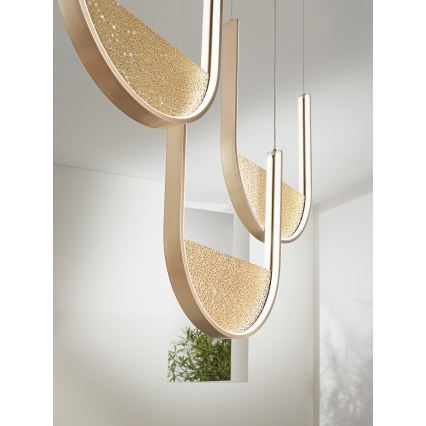 Ondaluce - LED stmievateľný luster na lanku LOTUS LED/70W/230V zlatý