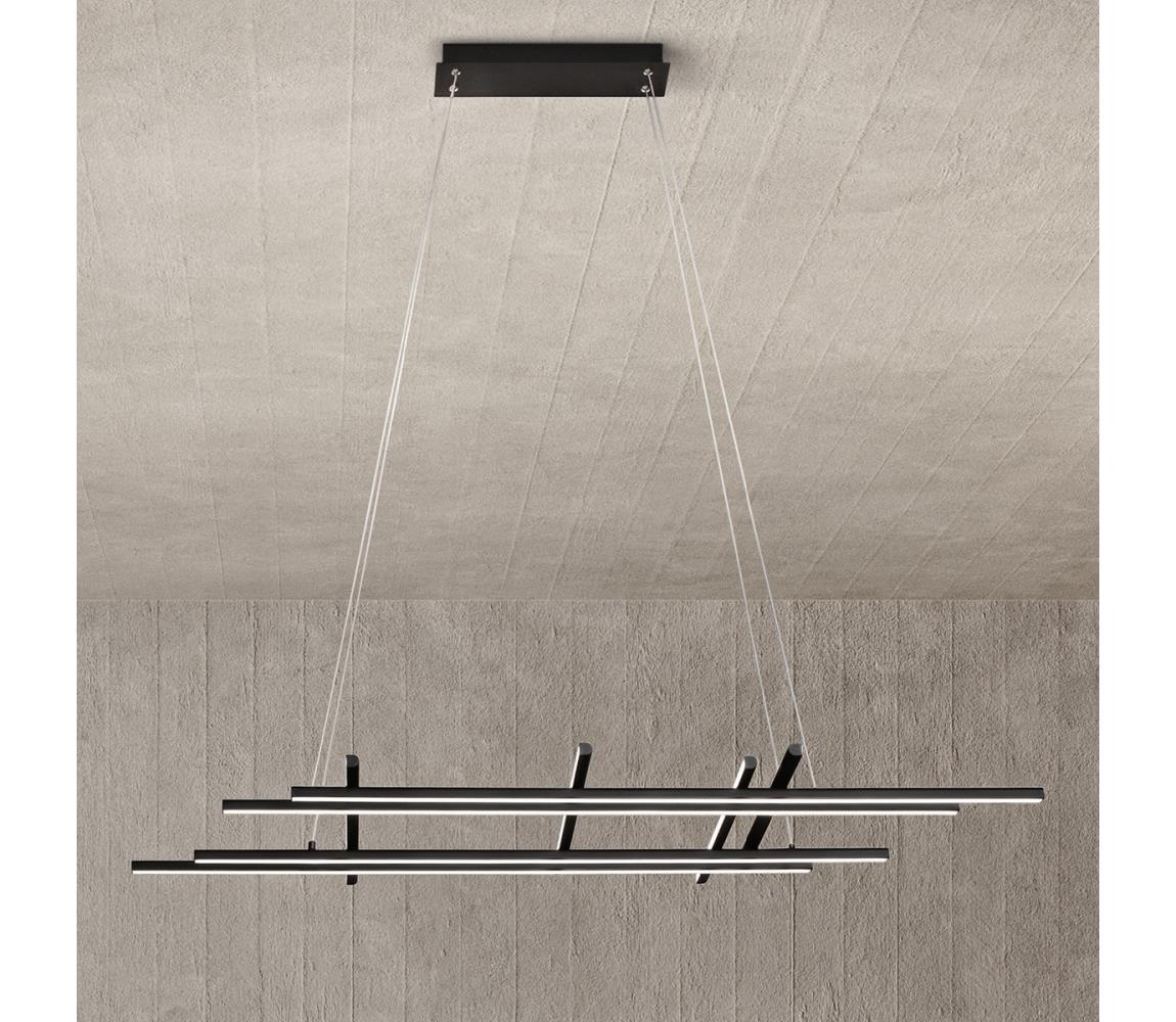 Ondaluce - LED stmievateľný luster na lanku MOVIDA LED/114W/230V čierna SO.MOVIDA/NERO