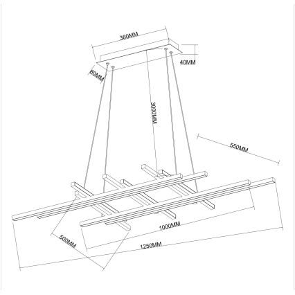 Ondaluce - LED stmievateľný luster na lanku MOVIDA LED/114W/230V čierna