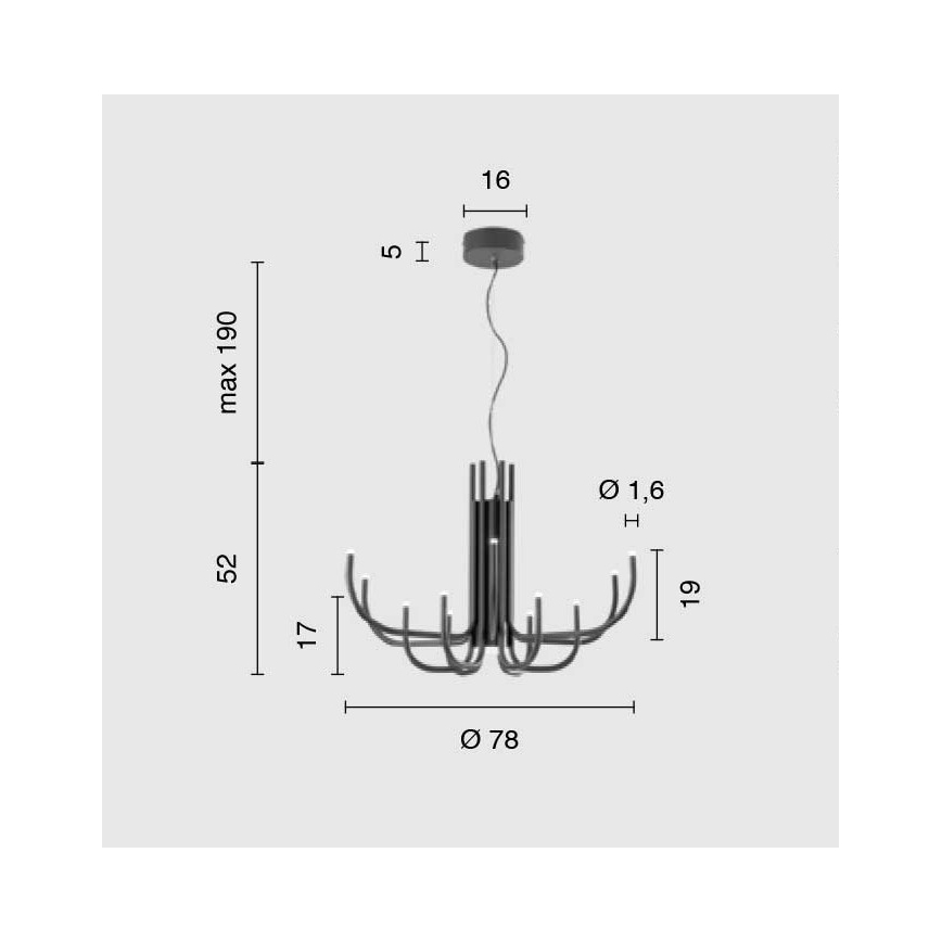 Ondaluce - LED Stmievateľný luster na lanku NOUVEAU LED/35W/230V čierny