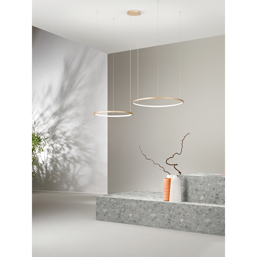 Ondaluce - LED stmievateľný luster na lankách SOEL LED/28W/230V + LED/38W pr. 80/60 cm zlatý