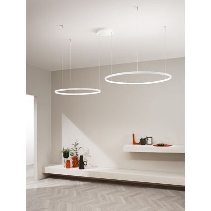 Ondaluce - stmievateľný LED závesný luster na lankách SOEL LED/28W/230V + LED/38W priemer 80/60 cm biela