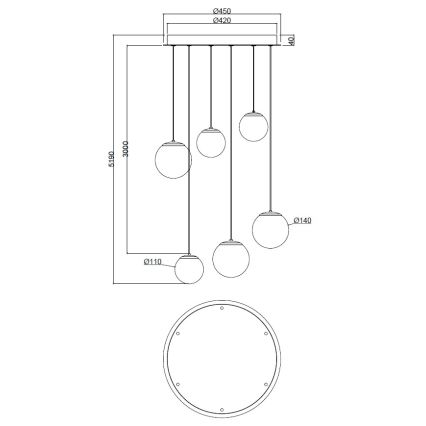 Ondaluce - LED závesný luster SANTOS LED/48W/230V pr. 45 cm zlatá/biela