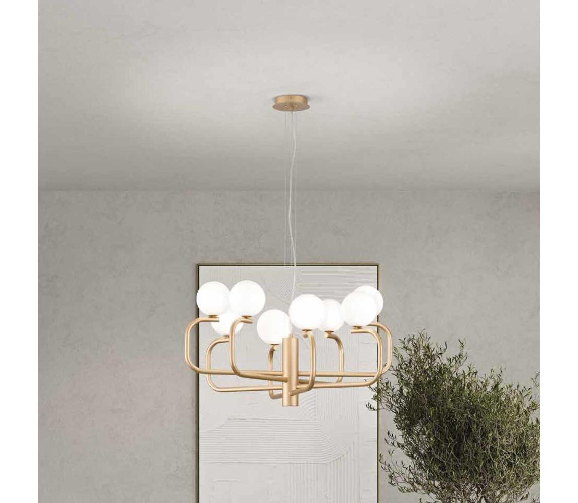 Ondaluce - Luster JEPPY na lanku 8xG9/7W/230V, priemer 78,5 cm, zlatá/biela SO.JEPPY/ORO