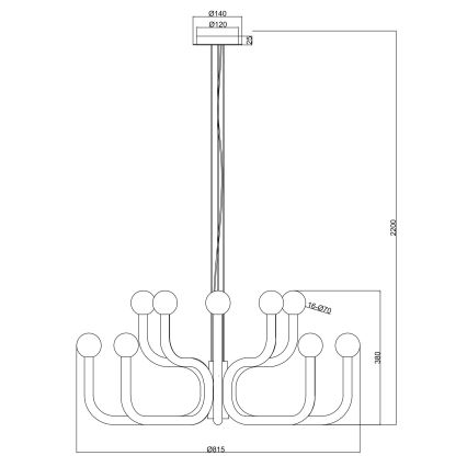 Ondaluce - Luster na lanku DERBY 16xG9/7W/230V pr. 81,5 cm zlatý