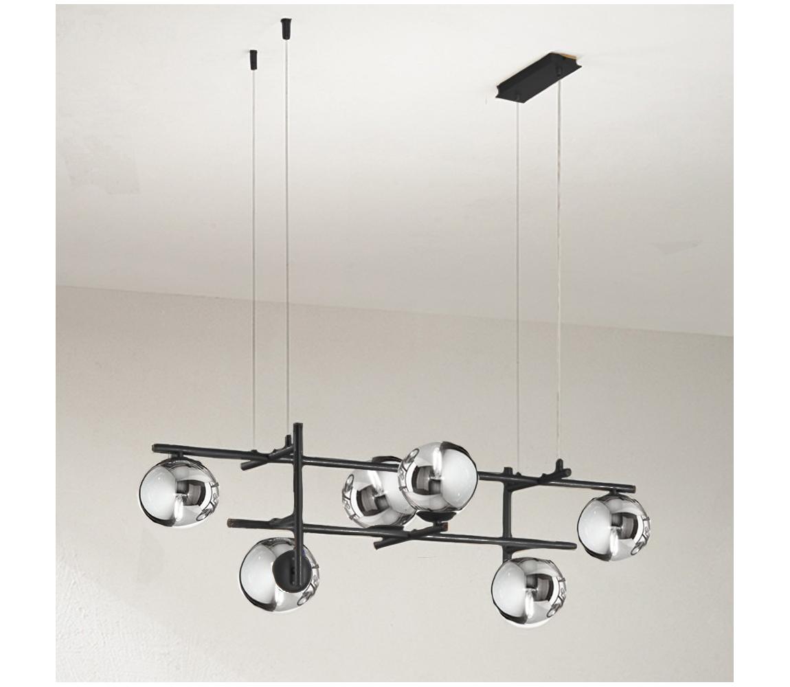 Ondaluce - Luster na lanku JEWEL 6xE14/10W/230V čierna/dymovo-čierna SO.JEWEL/6-NERO