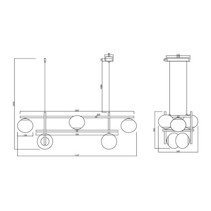 Ondaluce - Luster na lanku JEWEL 6xE14/10W/230V čierna/dymovo-čierna