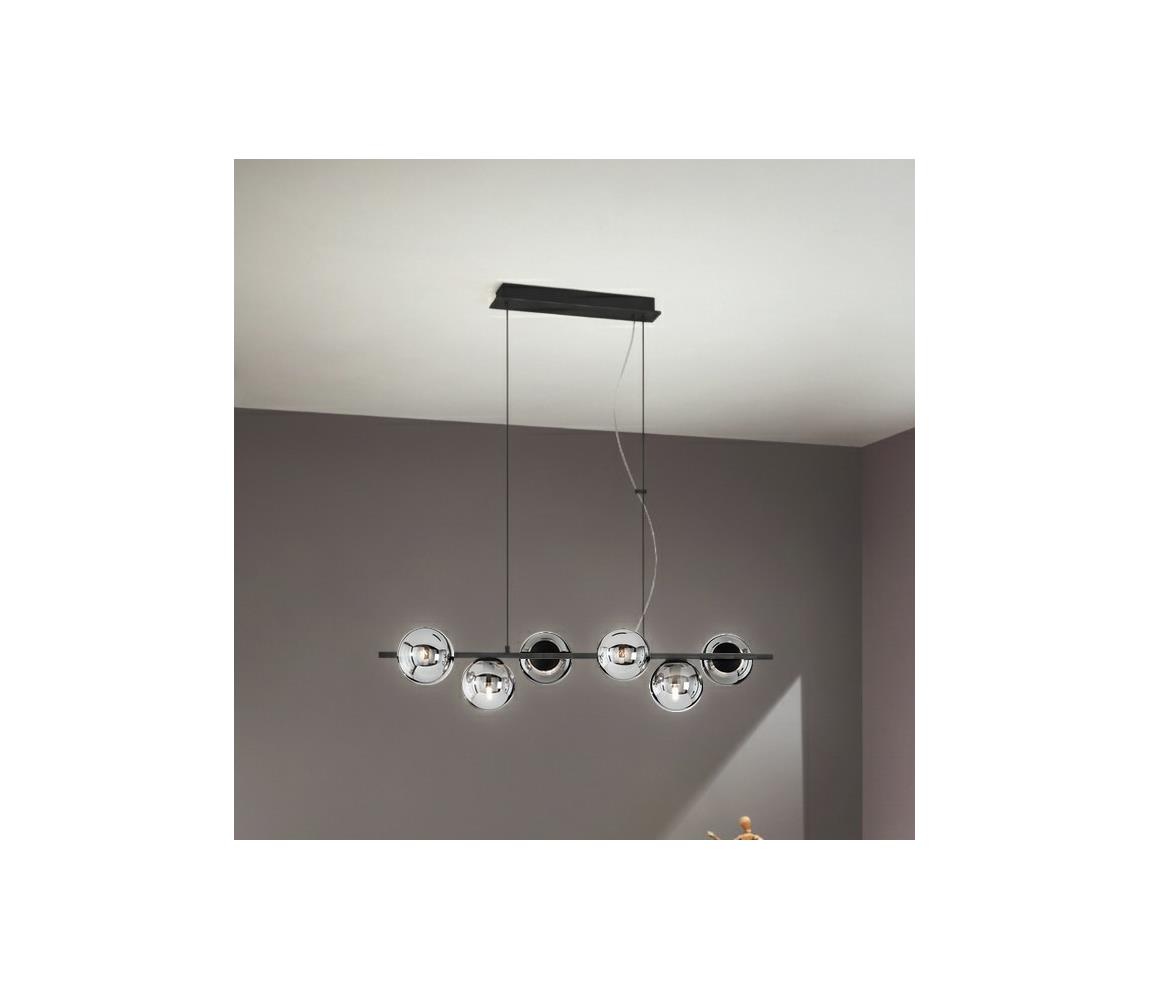 Ondaluce - Luster na lanku MONILE 6xE14/10W/230V čierna/dymová čierna SO.MONILE/6-NERO
