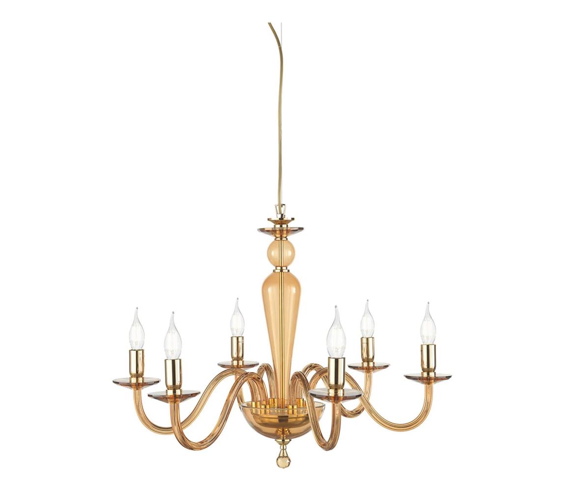 Ondaluce - Luster na lanku PAGANINI 6xE14/10W/230V priemer 70 cm zlatá/dymová béžová LP.PAGAN/6-AMB