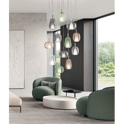 Ondaluce - Luster na lanku THELMA 1xE27/15W/230V pr. 19 cm čierna/dymová sivá