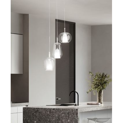 Ondaluce - luster na lanku THELMA 1xE27/15W/230V pr. 25 cm zlatý/číry