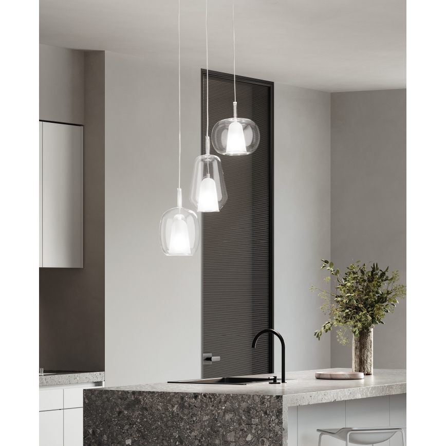 Ondaluce - luster na lanku THELMA 1xE27/15W/230V pr. 25 cm zlatý/číry