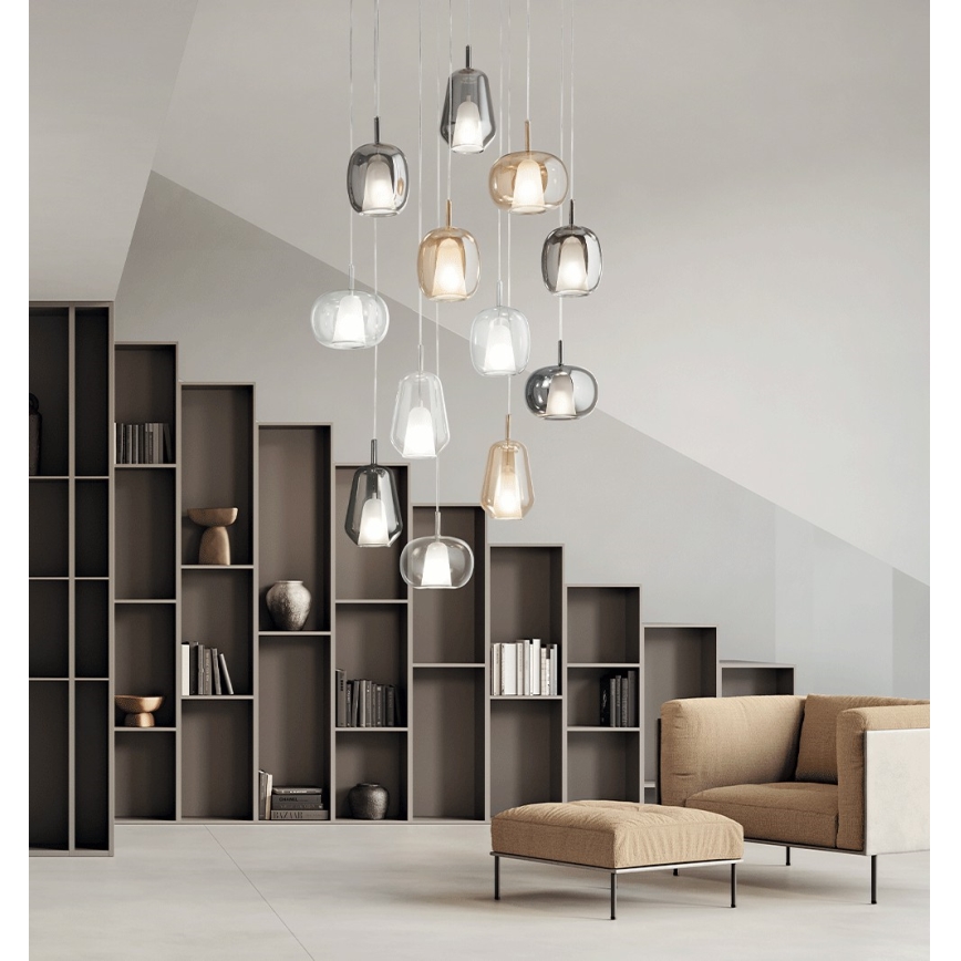 Ondaluce - Luster na lanku THELMA 3xE27/15W/230V dymovo-béžový