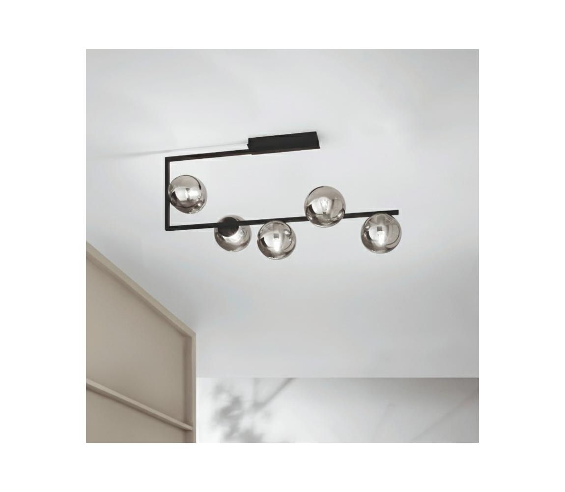 Ondaluce - Luster na tyči MONILE 5xE14/10W/230V čierna/dymová čierna PL.MONILE/NERO