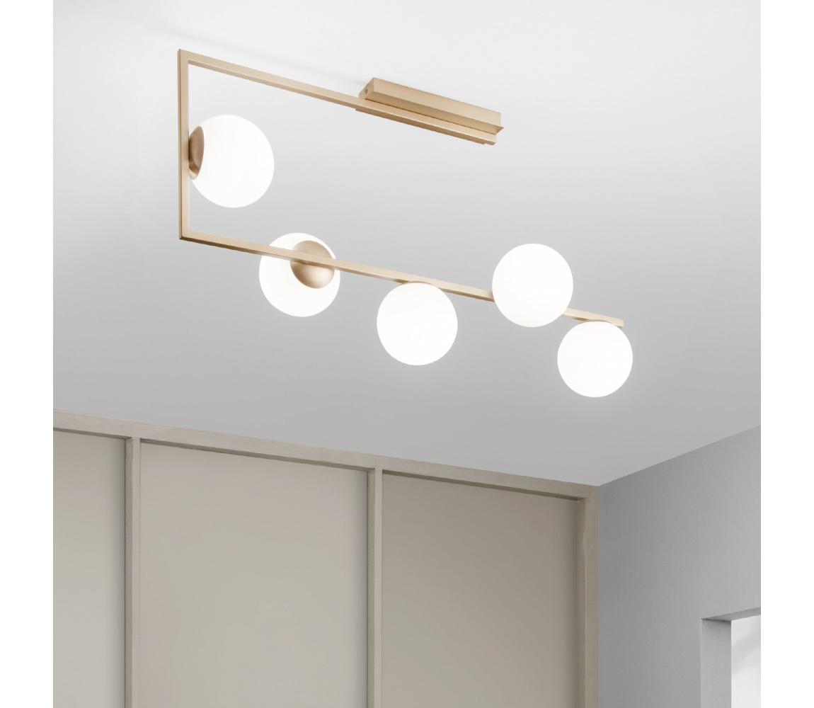 Ondaluce - Luster na tyči MONILE 5xE14/10W/230V zlatá/biela PL.MONILE/ORO