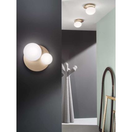 Ondaluce - Nástenné svietidlo TONDO 1xE14/10W/230V + 1xE27/15W zlatá/biela