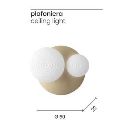 Ondaluce - Nástenné svietidlo TONDO 1xE14/10W/230V + 1xE27/15W zlatá/biela