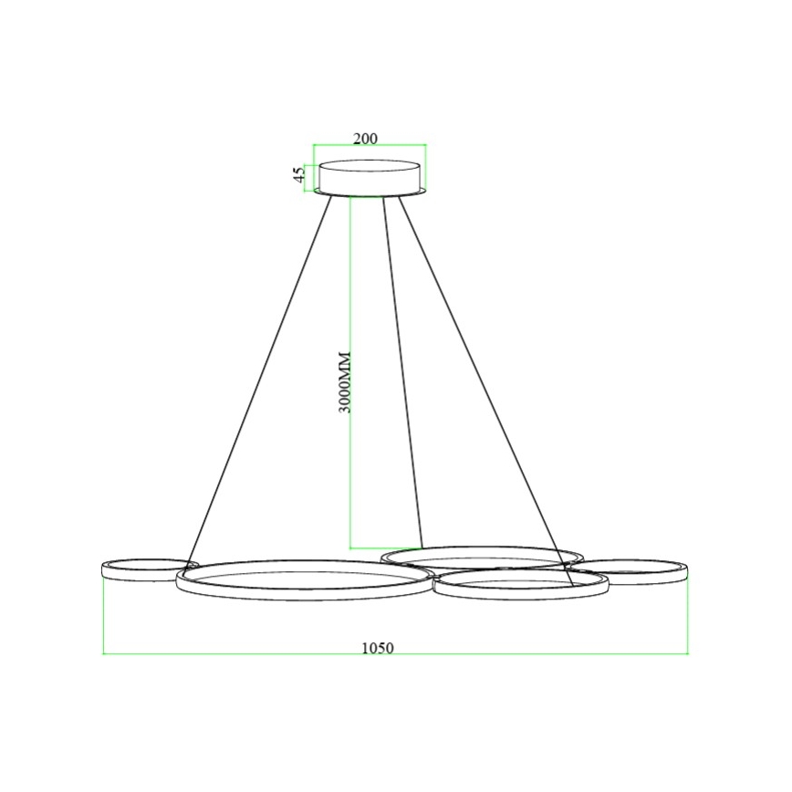 Ondaluce - stmievateľný LED luster na lane POIS LED/60W/230V zlatý