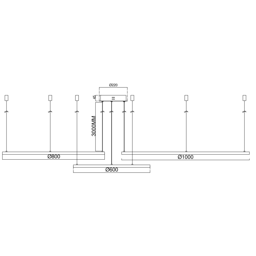 Ondaluce - LED Stmievateľný luster na lane SOEL LED/28W/230V + LED/38W + LED/47W priemer 100/80/60 cm biela