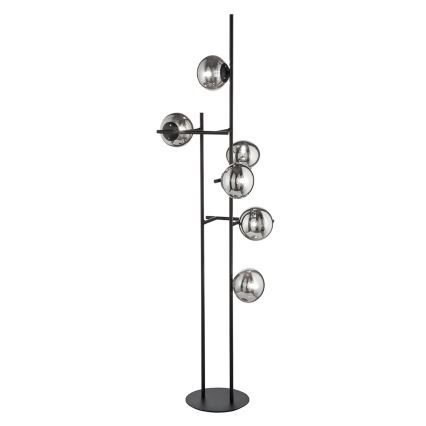 Ondaluce - Stojacia lampa JEWEL 6xE14/10W/230V 166 cm čierna/dymová čierna