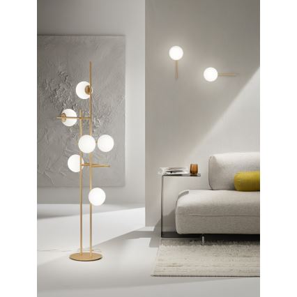 Ondaluce - Stojacia lampa JEWEL 6xE14/10W/230V 166 cm zlatá/biela