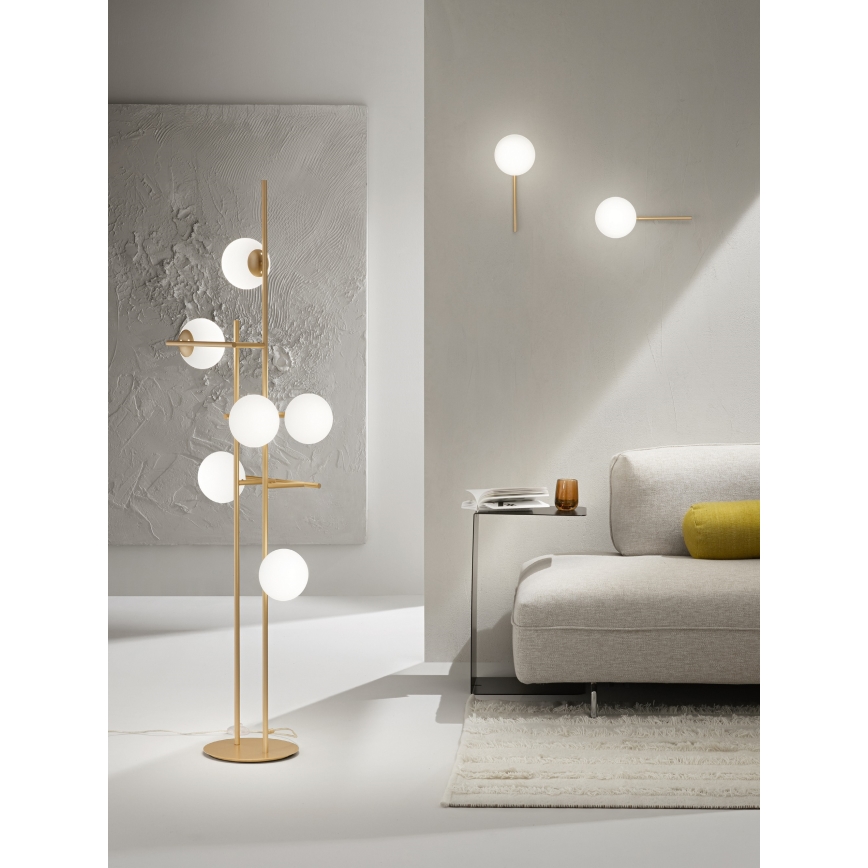 Ondaluce - Stojacia lampa JEWEL 6xE14/10W/230V 166 cm zlatá/biela