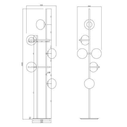 Ondaluce - Stojacia lampa JEWEL 6xE14/10W/230V 166 cm zlatá/biela