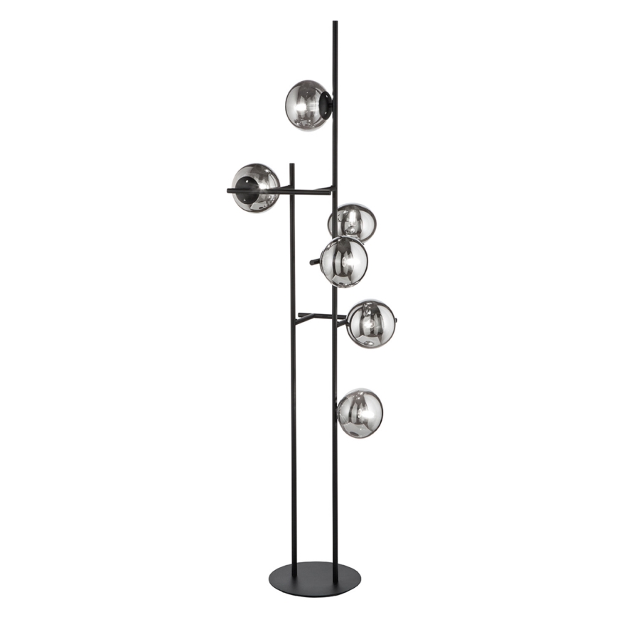 Ondaluce - Stojacia lampa JEWEL 6xE14/10W/230V dymová čierna