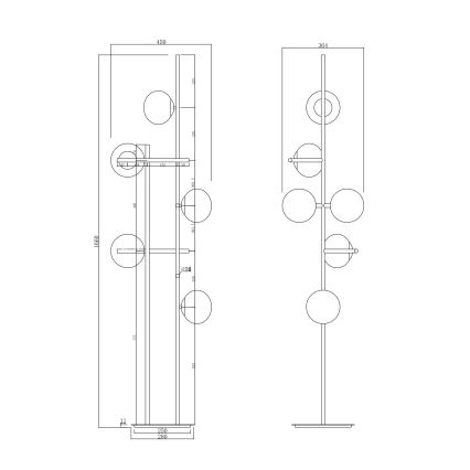 Ondaluce - Stojacia lampa JEWEL 6xE14/10W/230V dymová čierna