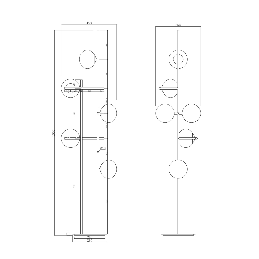 Ondaluce - Stojacia lampa JEWEL 6xE14/10W/230V dymová čierna