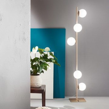 Ondaluce - Stojacia lampa MONILE 5xE14/10W/230V zlatá/biela